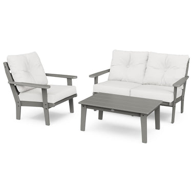 POLYWOOD Lakeside 3-Piece Deep Seating Set - Slate Grey / Natural Linen